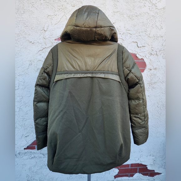 NWOT small jacket army olive green DUCK DOWN puffer jacket gold zipper hooded - Picture 12 of 16